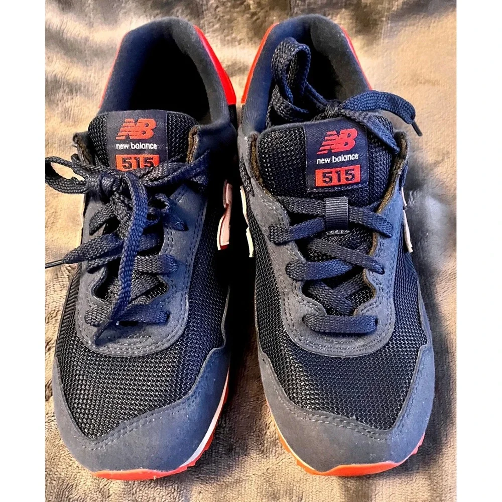 New Balance 515 Navy Blue‎ Red Kids Big Boys Sneakers GC515KNR Size 6 US